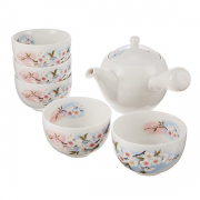 ALE-NET  淡墨樱花 美浓烧 小茶壶茶具套组 5客 茶具组合