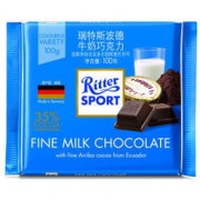 RitterSport 瑞特斯波德 精制牛奶巧克力100g *10件