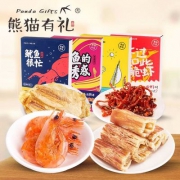 熊猫有礼 即食海鲜小零食 鱿鱼片/鳗鱼丝/脆虾/鳕鱼片 100g*3包