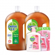 滴露（Dettol） 皮肤衣物家居消毒液1.8L*2 +800g洗手液套装，0点再送一份