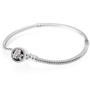 PANDORA 潘多拉 诗花绽放链扣925银珐琅手链590744CZ