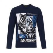 VERSACE JEANS 范思哲 B3GRA76C 36609 男士老虎图案棉质长袖T恤