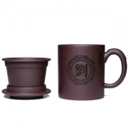 正喜百家姓 老紫泥带盖紫砂杯 520ml