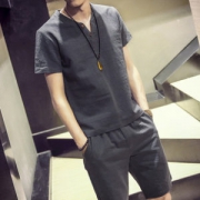 亚麻短袖t恤2件套装