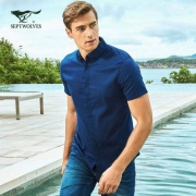 2018夏新品，七匹狼 男士纯棉短袖方领衬衫 多色