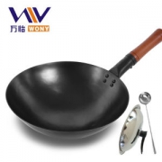 万怡 手工锻打铁锅 老式炒锅 32cm