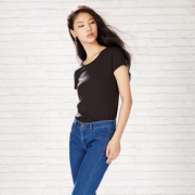 Meters/bonwe美特斯邦威 女装 多方案圆领基本短袖恤 精灵黄 207843 150/76A