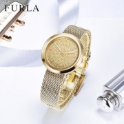 芙拉 Furla 镀金镶钻女士腕表 意大利进口