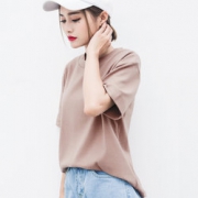 百搭款！CONOW/彩诺 纯色t恤女士宽松短袖上衣 26元包邮
