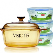 CORNING 康宁 VISIONS 晶彩 VS-22 透明汤锅 2.25L+圆形保鲜盒三件套  299元包邮