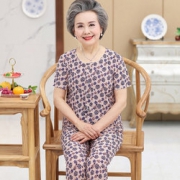 欧芮弗  中老年人夏装短袖两件套