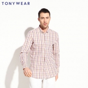 Tony Wear 汤尼威尔 男士春秋季商务休闲小格子长袖衬衫