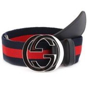 GUCCI 古驰  411924 H917N 8497 男士帆布板扣腰带 95cm