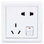 ABB 一开五孔带开关插座 AE225 五只装