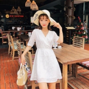 小仙女！杰宾瑟 V领修身连衣裙