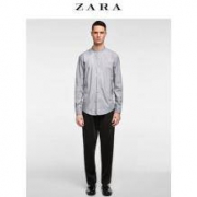 ZARA  男装 浅灰色修身剪裁中华立领混纺衬衫 00975420811