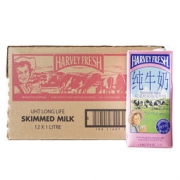 HARVEY FRESH 哈威鲜 脱脂纯牛奶 1L *12盒