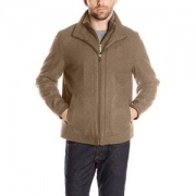London Fog Mens Wool Blend Stand Collar Jacket with Bib羊毛夹克