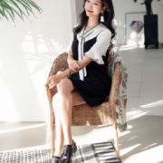 俏皮青春！韩都衣舍  女装韩版荷叶边两件套连衣裙   98元包邮