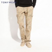 Tommy Hilfiger制造商，TONY WEAR 汤尼威尔 男士全棉斜纹迷彩印花休闲裤
