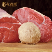 老德头 手打牛肉丸170g*6袋 赠沙茶酱+辣椒酱