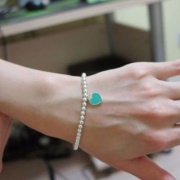 镇店之宝，Tiffany&Co 蒂芙尼 心形镶蓝珐琅珠式手链