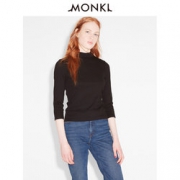 快消潮牌！MONKI 2018年春夏 弹力棉小高领女式七分袖内搭上衣T恤女 0354422
