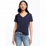 Old Navy 女装纯棉弧形下摆V领T恤