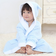 竹之锦 竹浆纤维儿童款卡通浴袍 蓝色 衣长80cm