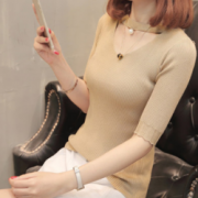 GIAFUNE/迦芙妮 冰丝针织打底衫薄款T恤女 29元包邮