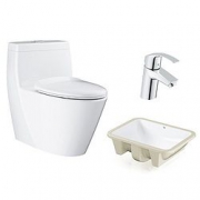 高仪（GROHE ）  双漩虹吸连体坐便器+陶瓷洗面盆+面盆龙头