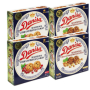 一盒5.51元！印尼进口 皇冠（danisa）丹麦曲奇饼干葡萄干+巧克力味腰果90g*4盒 两种口味混合装