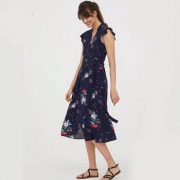 H&M  女士荷叶短袖连衣裙