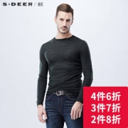 圣迪奥 sdeerhe 莱赛尔混羊毛 男透气抗异味针织T恤