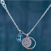小巧精致！Swarovski 施华洛世奇 Duo Circle 镀白金色密镶仿水晶双圆项链