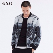GXG 男士棒球领修身印花夹克外套