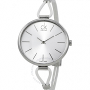 CALVIN KLEIN Selection银色表盘白色皮革女士手表