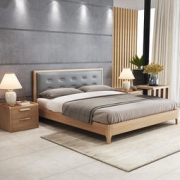A家家具 北欧实木软靠床 框架款 150*200cm