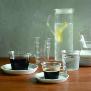 Kinto Cast系列 玻璃咖啡杯 带陶瓷托盘 220ml