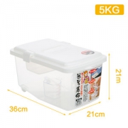 日本进口 inomata 5kg 米桶 带滑轮密封防潮