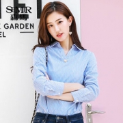 经典条纹！森马 长袖衬衫女
