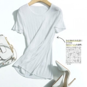 绒创 女桑蚕丝混纺轻薄针织衫 短袖