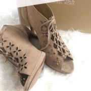 MICHAEL Michael Kors Thalia Bootie 女士真皮鱼嘴高跟凉鞋