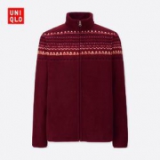 内穿外搭皆可！Uniqlo 优衣库 男装印花摇粒绒拉链茄克