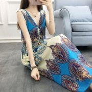 女神范儿！妮菲狐  复古文艺碎花棉绸连衣裙