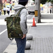 日本Anello AT-B1228中性款时尚双肩包 迷彩色