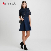 1日0点前1小时！Macy's XOXO 女士高领蕾丝A字镂空连衣裙