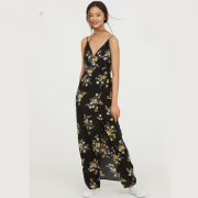 H＆M 女装夏季新款超长围裹式V领连衣裙