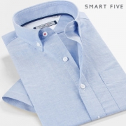 天猫良品臻选 SmartFive 新疆长绒棉 男牛津纺短袖衬衫 鲁泰面料