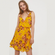 H＆M 女装夏季新款V领荷叶边连衣裙